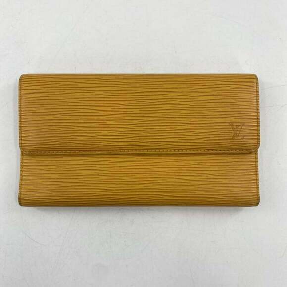 LOUIS VUITTON Porte Tresor International M63389 Long Wallet Epi Leather Yello...
